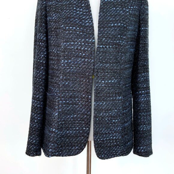 Elie Tahari Tori Blue Metallic Tweed Blazer Sz 10 - Picture 7 of 16